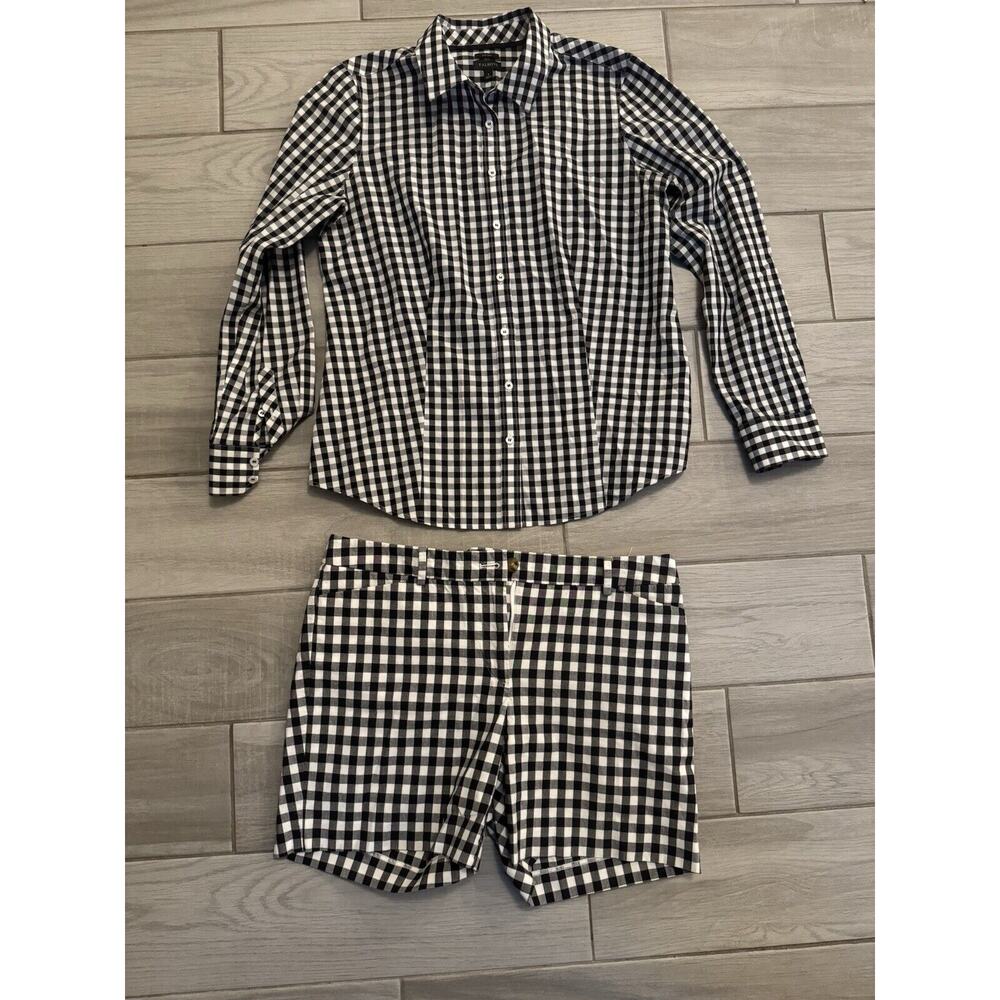Talbots Checkered Set 2 Piece‎ Women’s Size 6 Black And White Cotton Spandex